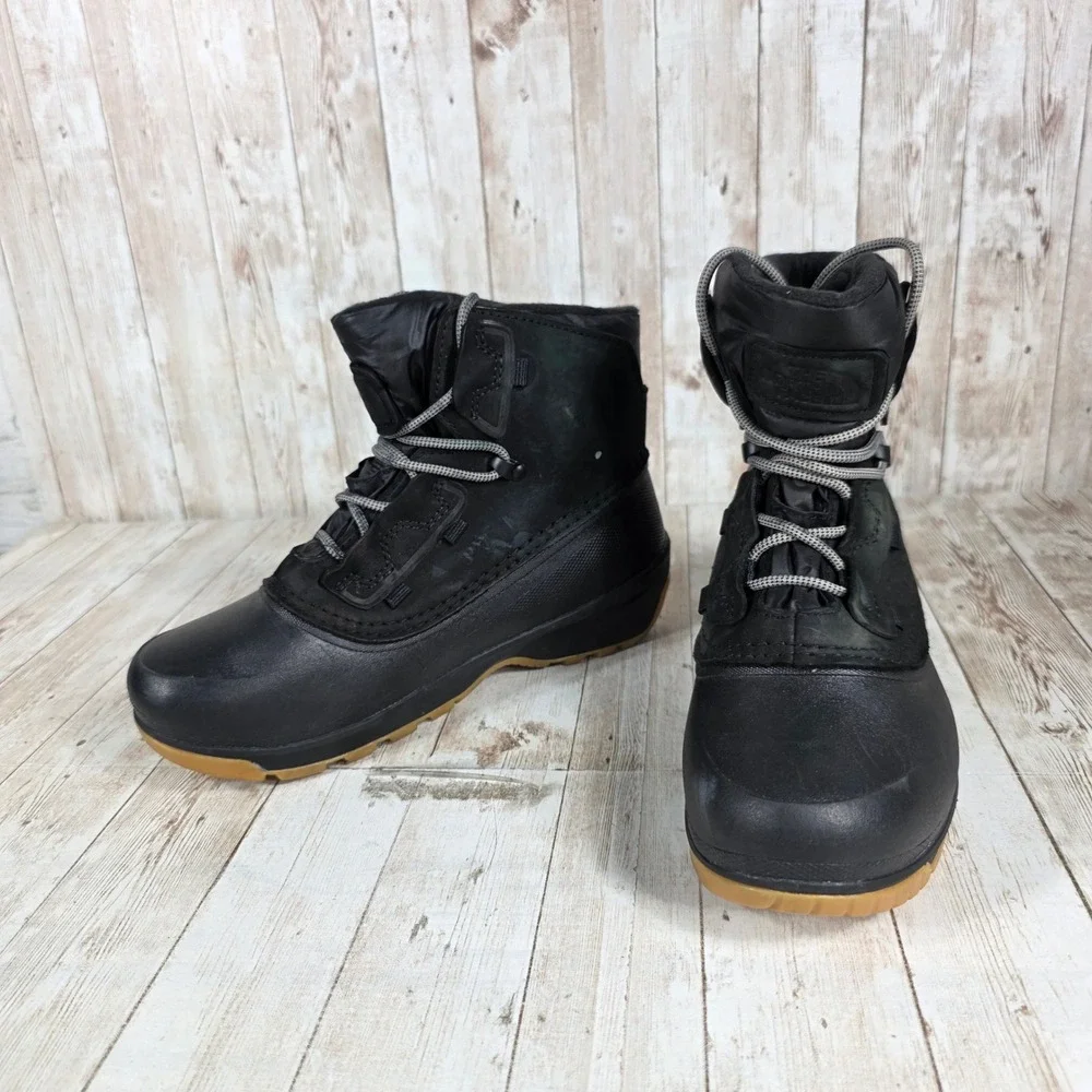 The North Face Waterproof Black Leather Lace Up Duck Snow Boots Womens‎